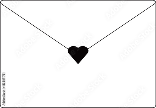 Love Letter Envelope Icon (Minimal Line Art Mail Illustration)
ラブレター封筒アイコン（ミニマル線画メールイラスト）
