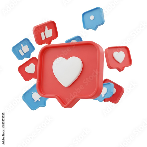 Digital Love Reaction Icons Colorful Social Media Engagement