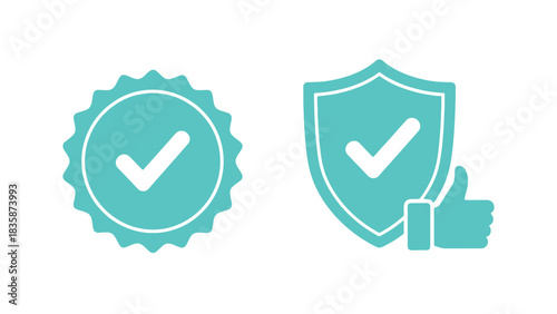 Vector illustration of Set of verified badge icons simple flat vector design element for web and mobile apps isolated on white background