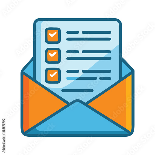 An envelope with a checklist inside, representing tasks, reminders, and important information