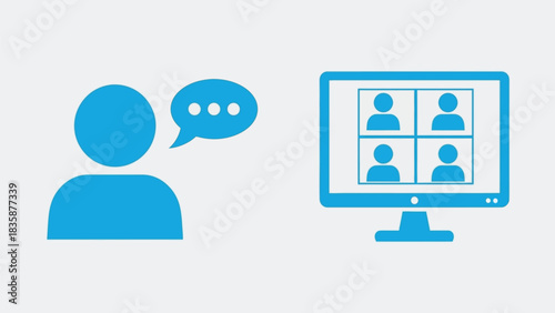 Vector illustration of Online meeting vector icon flat design illustration for remote communication and virtual conference isolated on white background