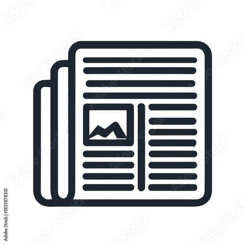 Minimalist Vector Icon of an Old Newspaper