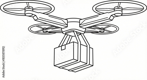 Multi-propeller modern drone carrying a parcel for advanced delivery concepts