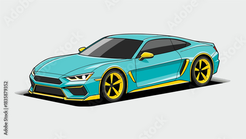 Blue sports car isolated on a white background 3D render