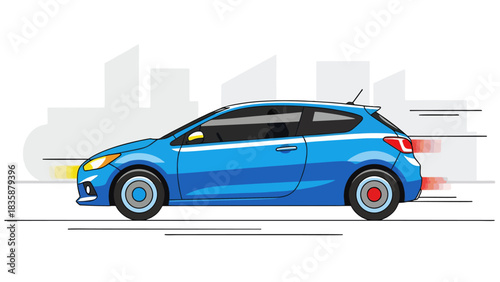 Cars driving on the road in a simple vector illustration