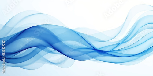 Abstract blue wave design with flowing light lines and soft color texture