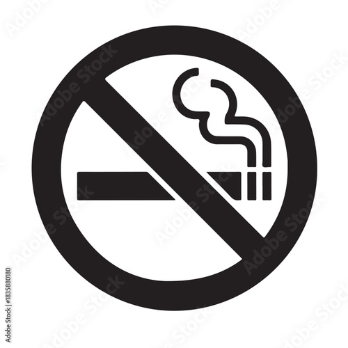 No smoking sign isolated on white background, a universal symbol indicating that smoking is not allowed in this area