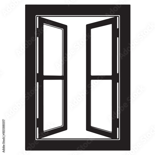 Open window icon isolated on white background showing a view of the outside world and a sense of freedom and opportunity