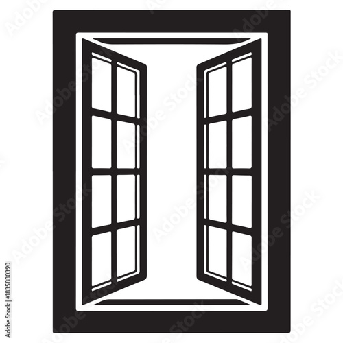 Open window icon isolated on white background with a view of the outside world and a sense of freedom and opportunity