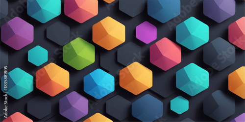 Deep teal green Hexagon with honeycomb pattern and shiny metallic borders, conveying technology