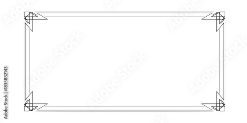A minimalist black and white border created with clean geometric lines and balanced symmetry