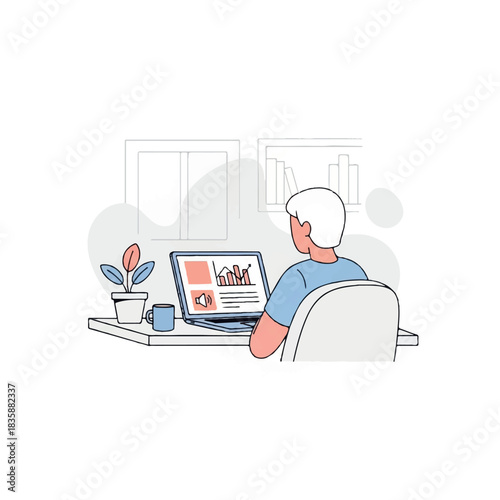 Man Working on Laptop at Desk