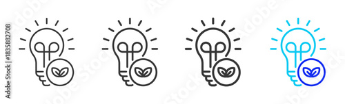 Green Innovation icon set collection in creative outline style for business featuring varied thickness variations suitable for pro branding visual use and integrity desig