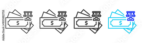 Responsible Finance icon set collection in creative outline style for business featuring varied thickness variations suitable for pro branding visual use and integrity desig