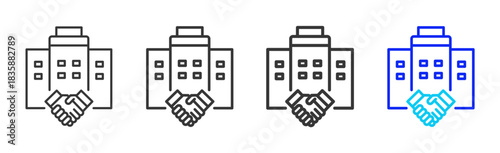 Trusted Partner icon set collection in creative outline style for business featuring varied thickness variations suitable for pro branding visual use and integrity desig