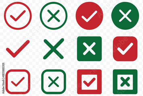 Check mark icon set,. Cross box x check mark checkbox v list vector draw hand drawn sketch doodle checklist symbol wrong right circle. Check and uncheck icon vector for apps  and websites. eps 10