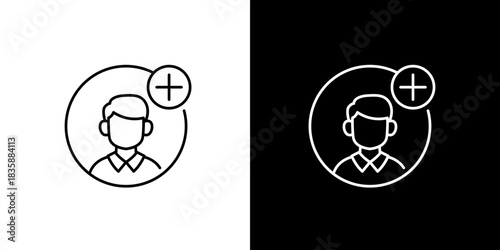 Sleek line icon for adding a new user or friend, symbolizing profile creation, account registration, and expanding digital connections