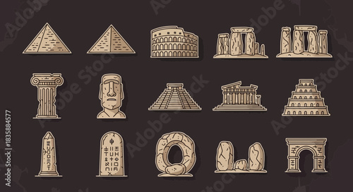 Explore ancient wonders historical landmarks iconic monuments and global heritage sites collection for educational and travel themes