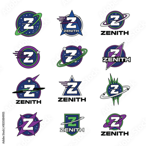 Collection of Twelve Futuristic Zenith Logos with Letter Z