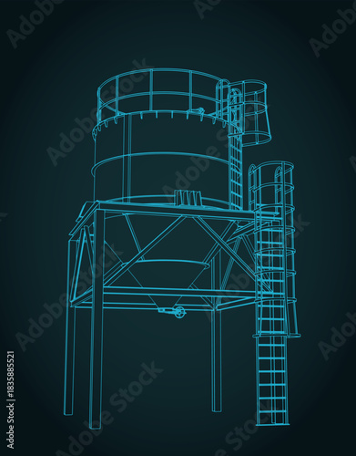 Silo storage for bulk materials sketch