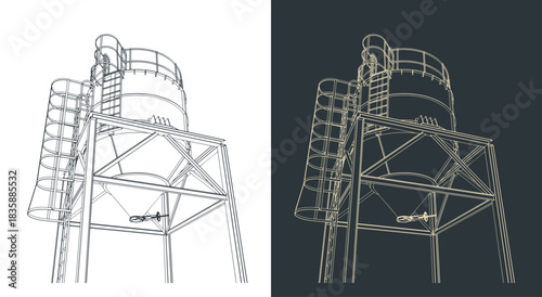 Silo storage for bulk materials sketches