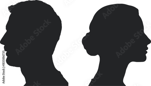 Silhouette of Couple Facing Away in Harmony