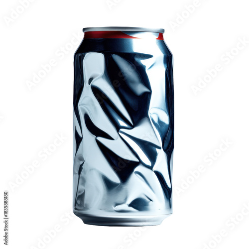 Crumpled soda can urban product photography in a modern street environment