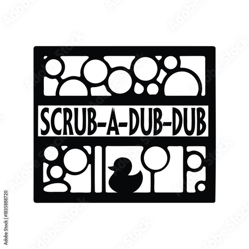Decorative Black and White Scrub A Dub Dub Rubber Duck Artwork Design