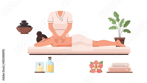 UntitledBody care. Spa body massage treatment. Flat vector illustration