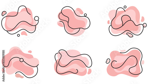 Pink Pastel Abstract Blob Shape Set