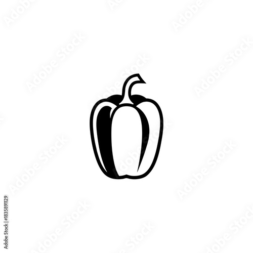 Illustration of a bell pepper icon art on transparent background silhouette