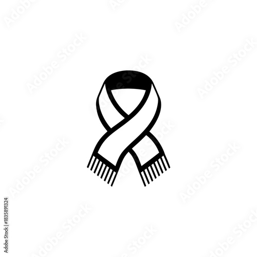 Stylized scarf with fringe element on transparent background silhouette