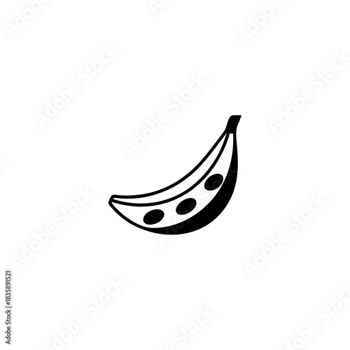 Stylized drawing of a pea pod icon on transparent background silhouette