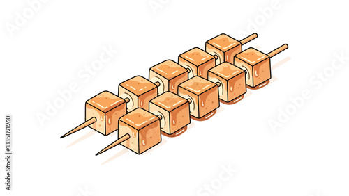 Delicious Tofu Skewers Healthy Food Illustration