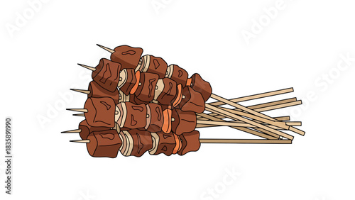 Appetizing Grilled Meat Skewers Ready for a Barbecue Feast