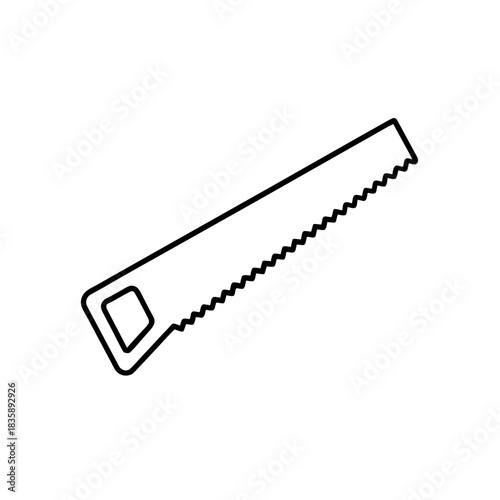 Illustration of a hand saw tool on transparent background silhouette