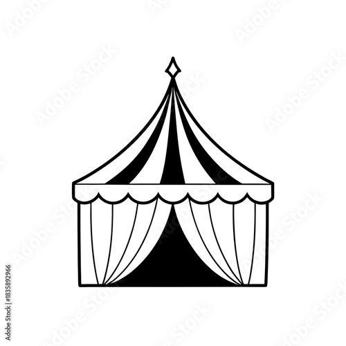 Illustration of a striped circus tent on transparent background silhouette