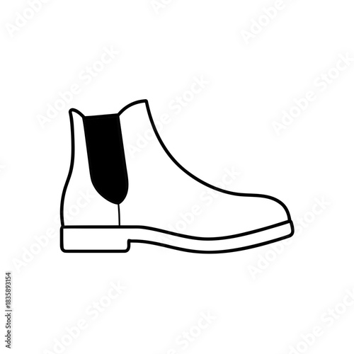 Outline drawing of a chelsea boot on transparent background silhouette