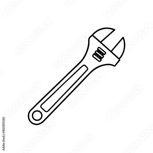 Illustration of an adjustable wrench on transparent background silhouette