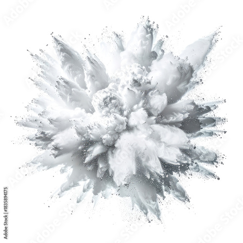Bursting fractal. White abstract design on solid black background