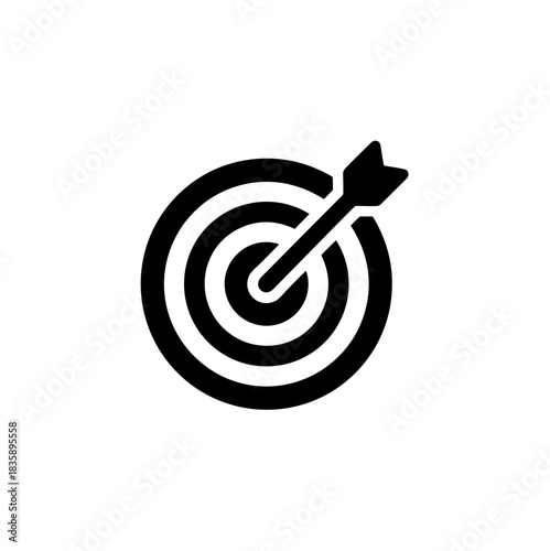 Minimalist Simple Arrow in Target Achievement Goal Icon Symbol