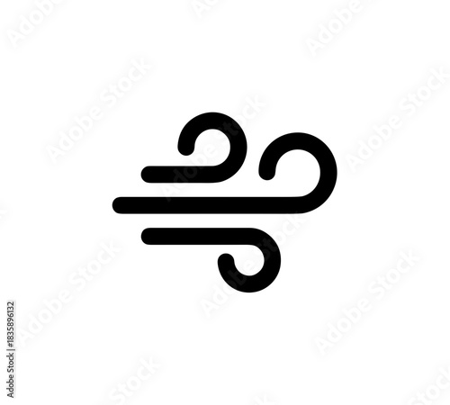 Minimalist Simple Wind Blow Line Art Illustration Weather Icon