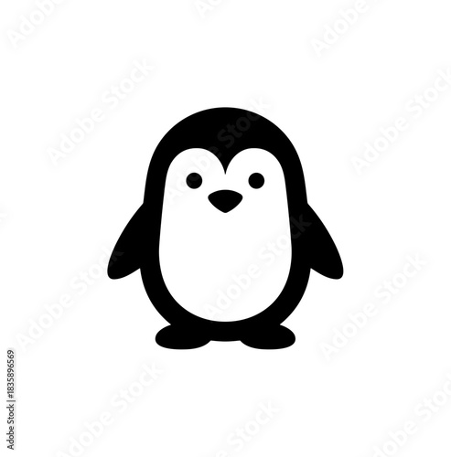 Simple Flat Style Cute Penguin Cartoon Character Animal Illustration