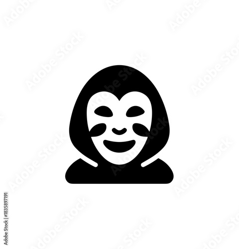 Minimalist Flat Person with Mask Silhouette Icon Design Illustration