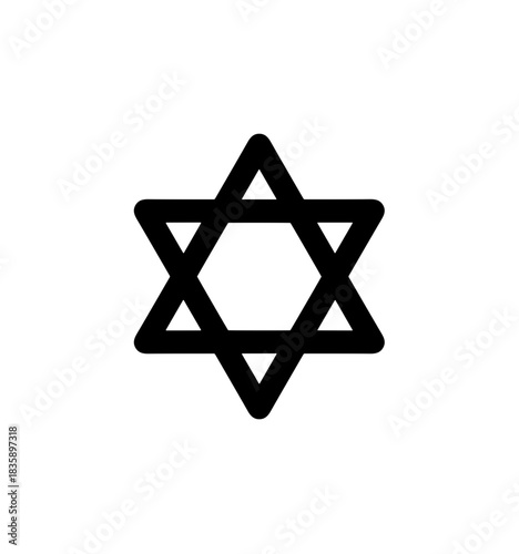 Simple Flat Style Star of David Icon Symbolic Representation Graphic