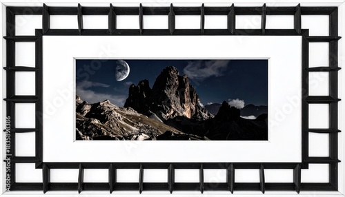 Framed mountains & moon landscape