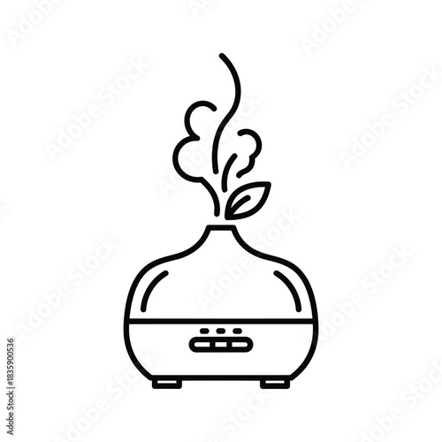 Aromatherapy Essential Oil Diffuser with Leaf Steam Line Icon