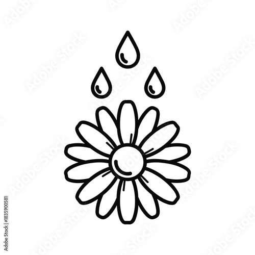 Watering Daisy Flower Outline Icon