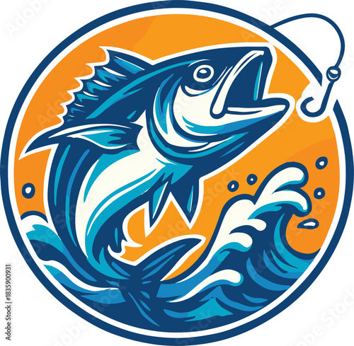 Black and White Jumping Bass Fish Silhouette