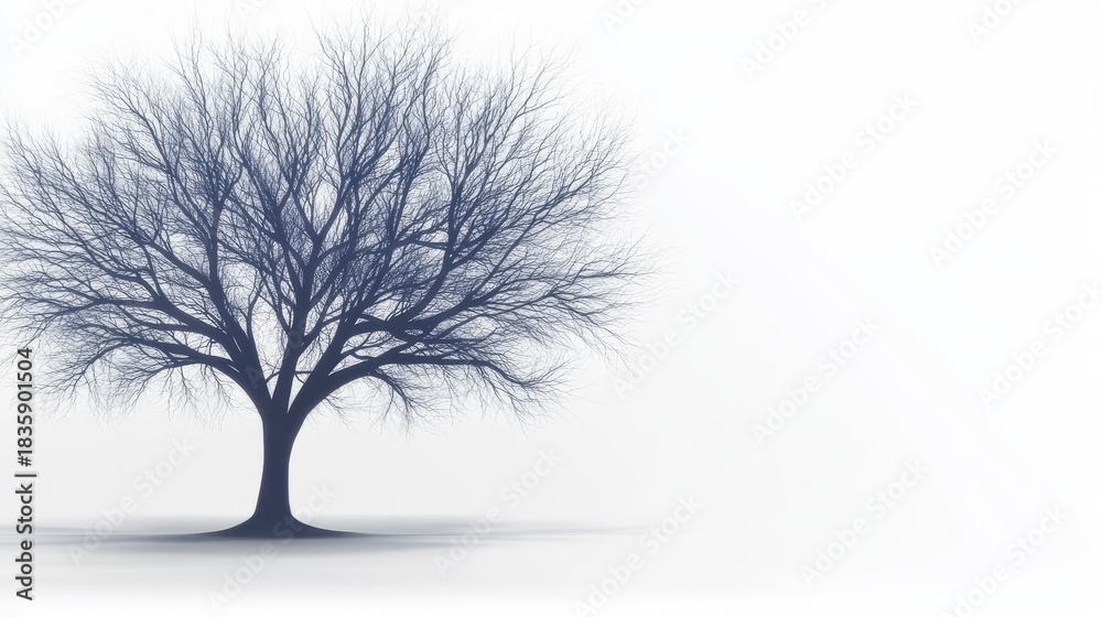 Obraz premium Captivating leafless winter tree silhouette against expansive sky evoking natural dormancy and resilient beauty.